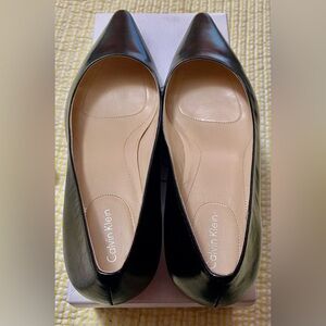 🖤 NWT Calvin Klein DIEMA KIDSKIN Black Leather Flats 🖤